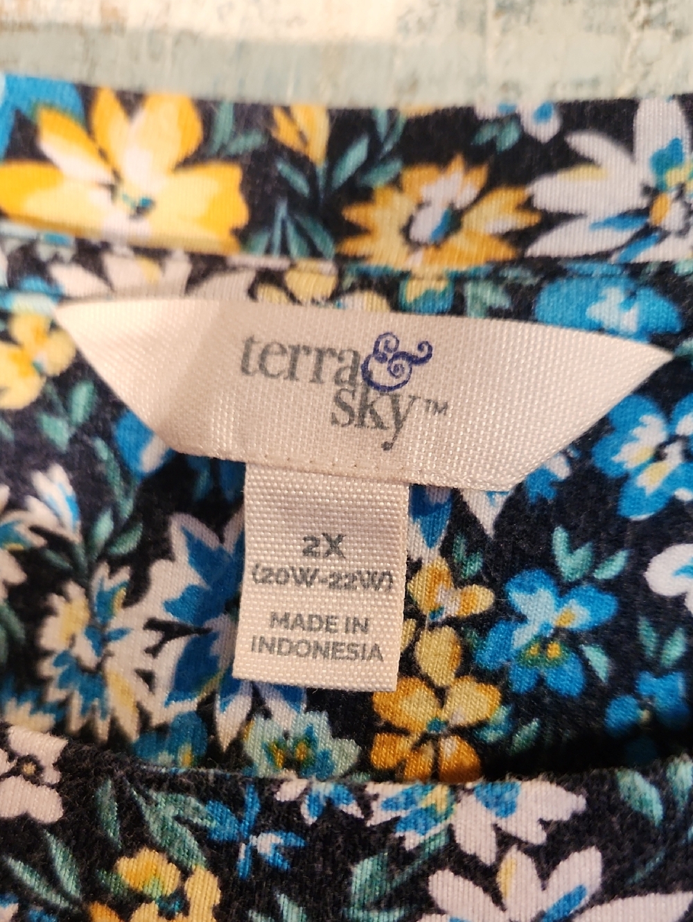TERRA & SKY 2X ( 20-22 ) Summer Dress Blues & Yellows Plus Size Casual - Picture 2 of 5